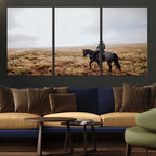 Cowboy Wall Art Canvas Print, Framed Western Rustic Ranch Scene