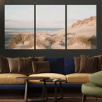 Beach Landscape Wall Art Canvas Print, Framed Sand Dune Photography, Minimalist Seascape Coastal Decor