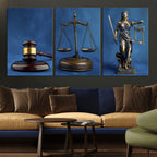 Legal Justice Wall Art Canvas Print | Gavel, Scales and Lady Justice