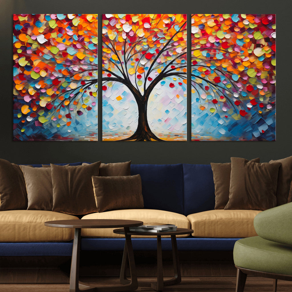 Vibrant Tree of Life Canvas Wall Art | Colorful Abstract Nature
