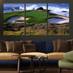 California Pebble Beach Golf Links Wall Art Canvas Print, Iconic Monterey Coastal Golf Course