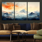 Warm Clouds Abstract Mountain Wall Art, Modern Landscape Canvas Print