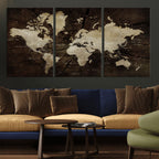 World Map Wall Art Canvas Print | Framed Travel Map Wall Art