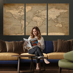 Dark World Map Canvas Print | Framed Travel Map Wall Art