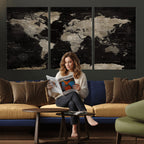 Detailed World Map Wall Art Print | Large Framed World Map Canvas