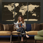 World Map Canvas Print | Framed World Map Wall Art for Couples