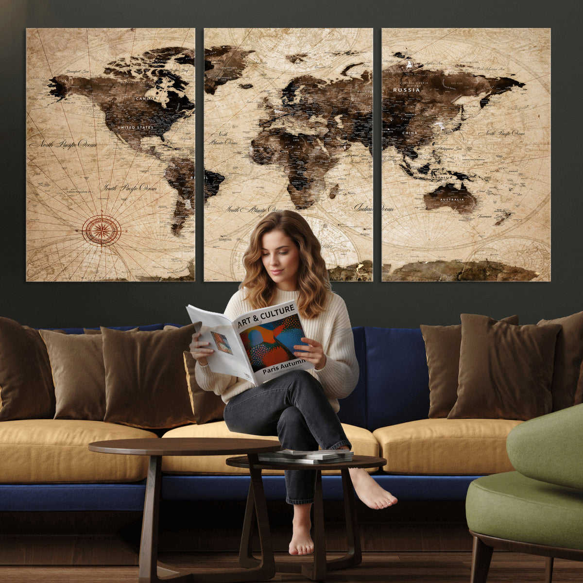 World Map Wall Art Canvas Print