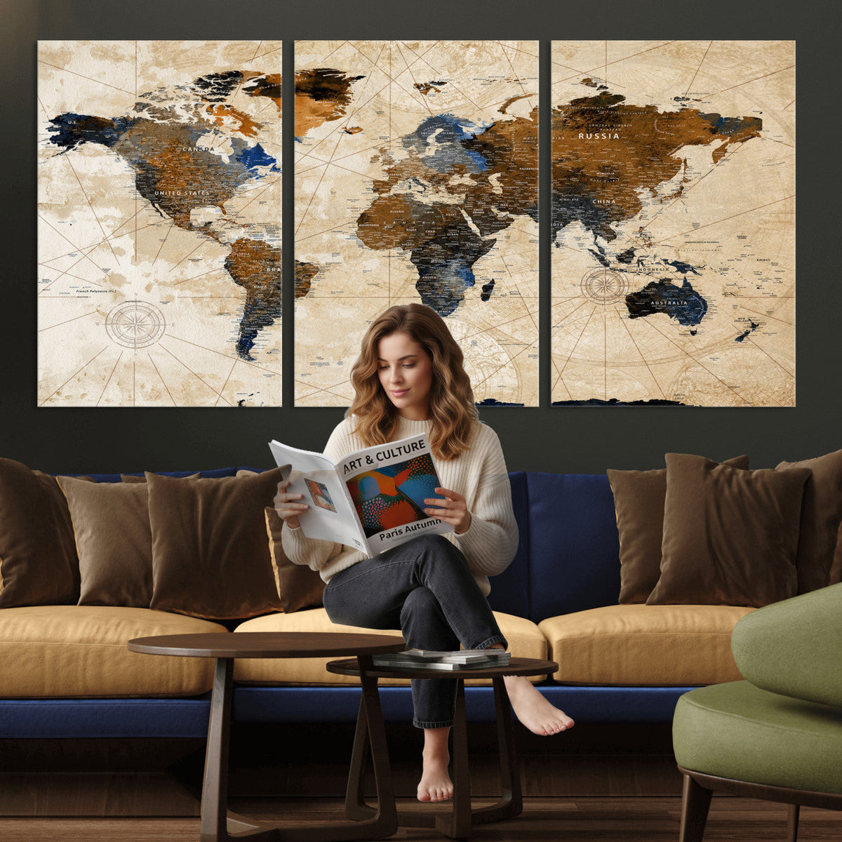 World Map Canvas Art Print | Framed Travel Map Wall Art