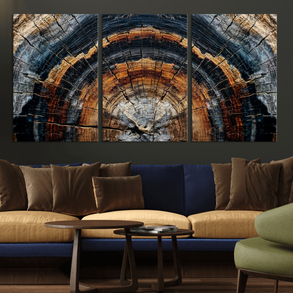 Abstract Wood Grain Canvas Print, Tree Ring Pattern Wall Art, Extra Large Living Room Wall Decor