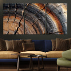 Abstract Tree Ring Wall Art Print, Natural Rustic Wood Grain Canvas