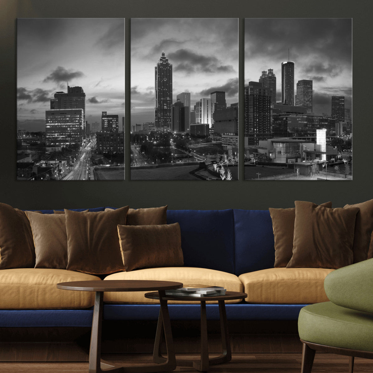 Atlanta Skyline Wall Art Canvas Print, Atlanta Downtown Night Cityscape