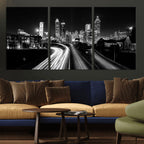 Atlanta Skyline Wall Art Canvas Print, Atlanta Downtown Night Cityscape