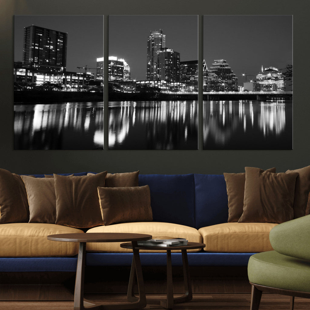 Austin Skyline Wall Art Canvas Print, Austin Downtown Night Cityscape