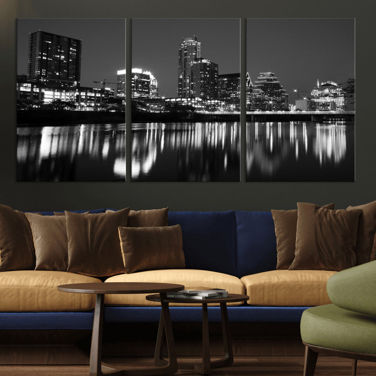 Austin Skyline Wall Art Canvas Print, Austin Downtown Night Cityscape