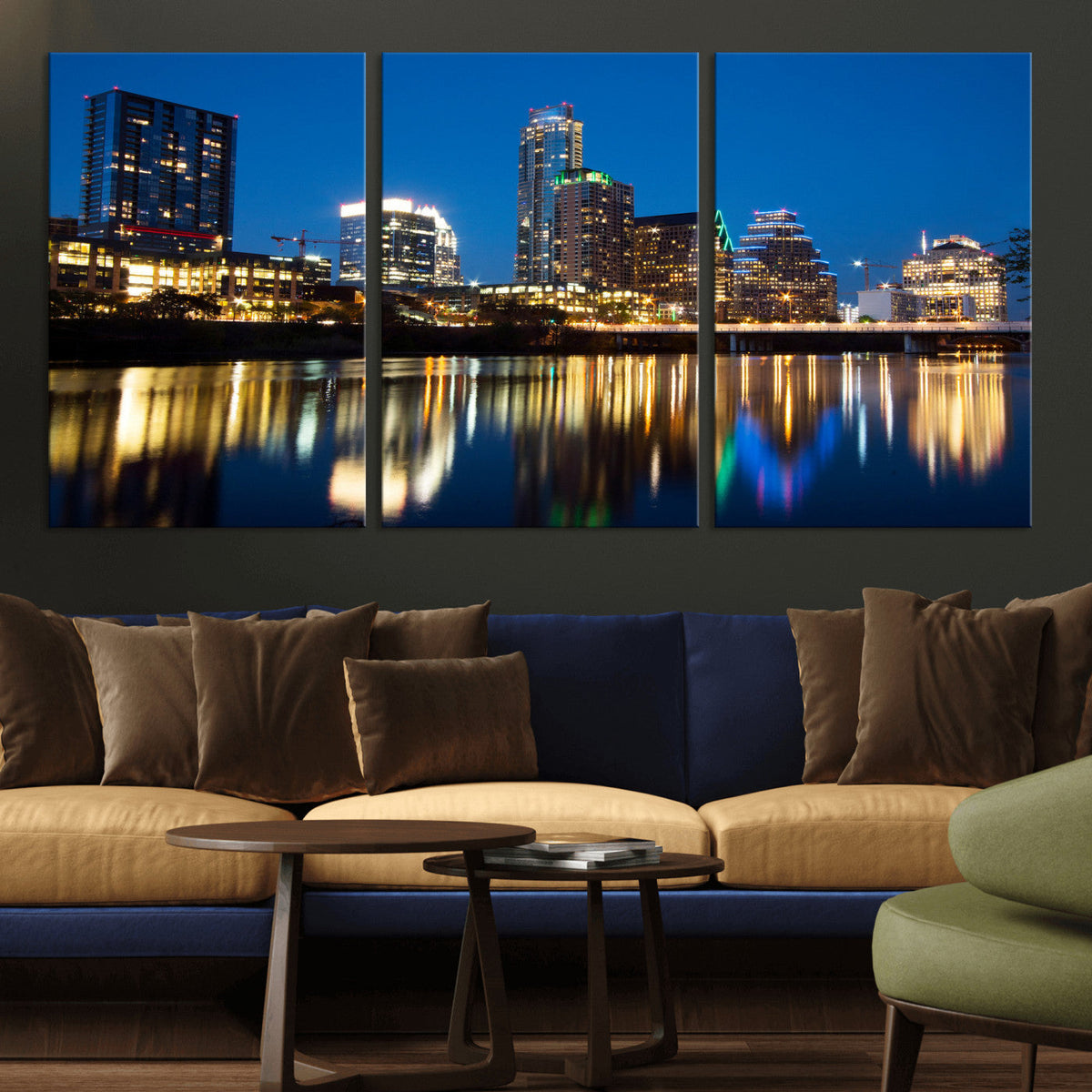 Austin Skyline Wall Art Canvas Print, Austin Downtown Night Cityscape
