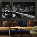 Austin Skyline Wall Art Canvas Print, Austin Downtown Night Cityscape