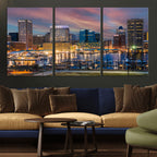 Baltimore Skyline Wall Art Canvas Print, Baltimore Downtown Night Cityscape