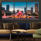 Chicago Wall Art Canvas Print - Chicago City Downtown Night Cityscape