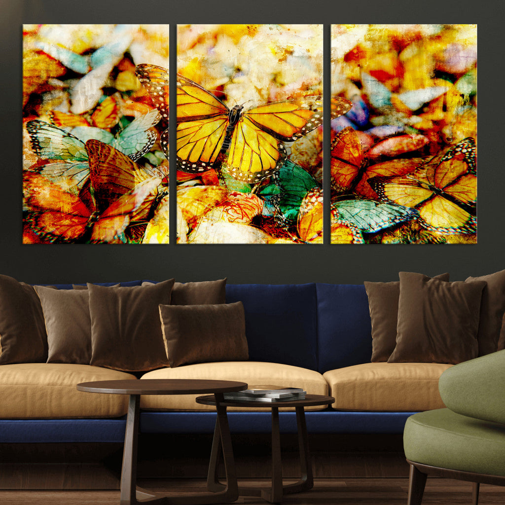 Butterfly Wall Art Canvas Print | Colorful Abstract Nature Artwork