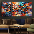 Geometric Abstract Wall Art Canvas Print, Orange Blue