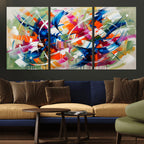 Geometric Abstract Wall Art Canvas Print, Orange Blue