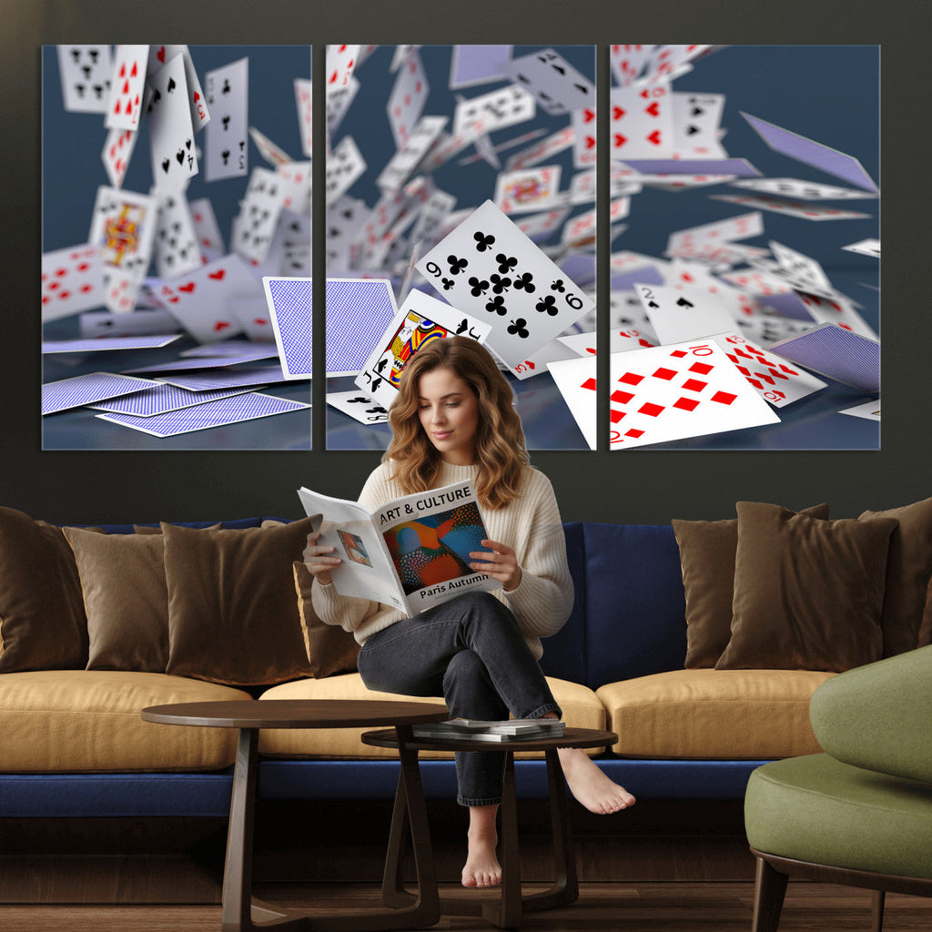 Playing Cards Canvas Wall Art | Casino Game Room Decor