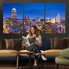 Charlotte Skyline Canvas Wall Art Print | North Carolina Cityscape