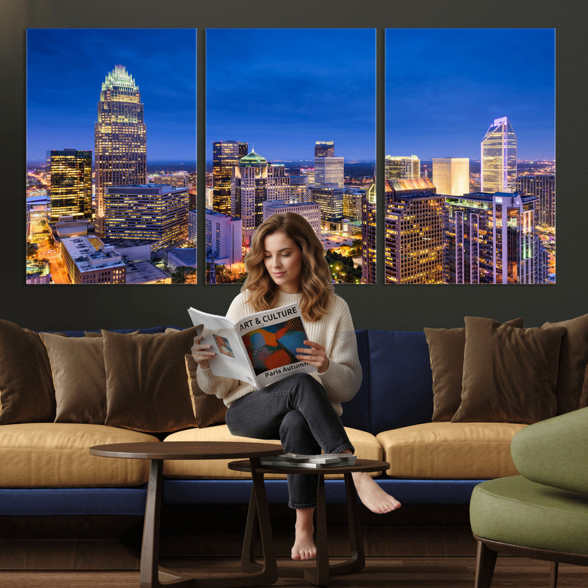Charlotte Skyline Canvas Wall Art Print | North Carolina Cityscape