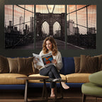 Brooklyn Bridge Canvas Wall Art, New York City Skyline Photography