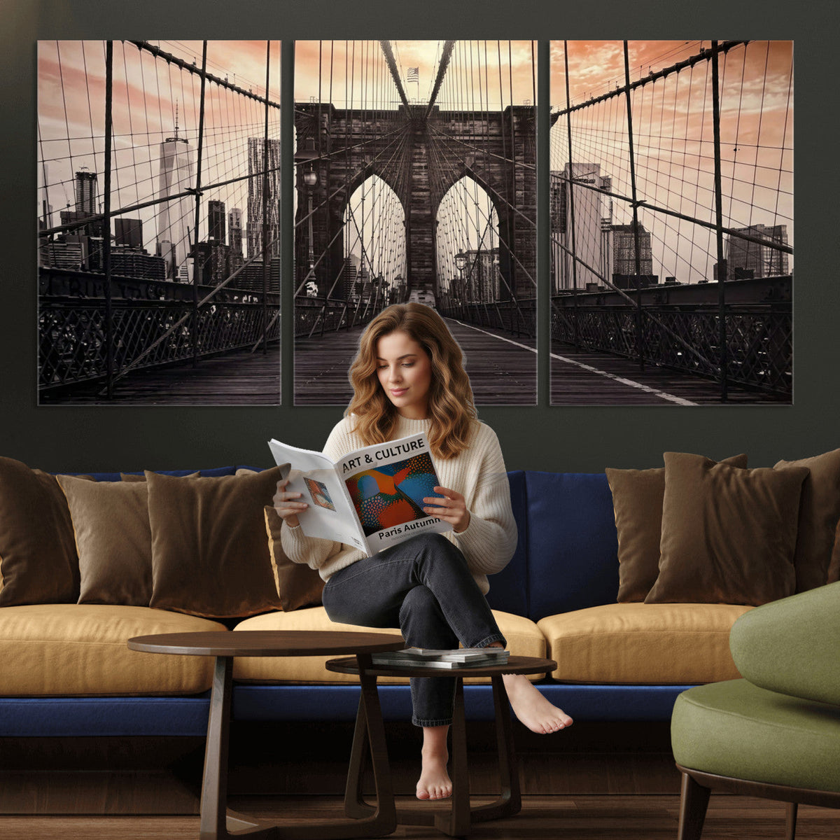 Brooklyn Bridge Canvas Wall Art, New York City Skyline Photography
