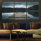 Wooden Bridge Near Lake Wall Art Canvas Print