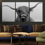 Texas Cow Wall Art Canvas, Texas Longhorn Cattle Canvas Print