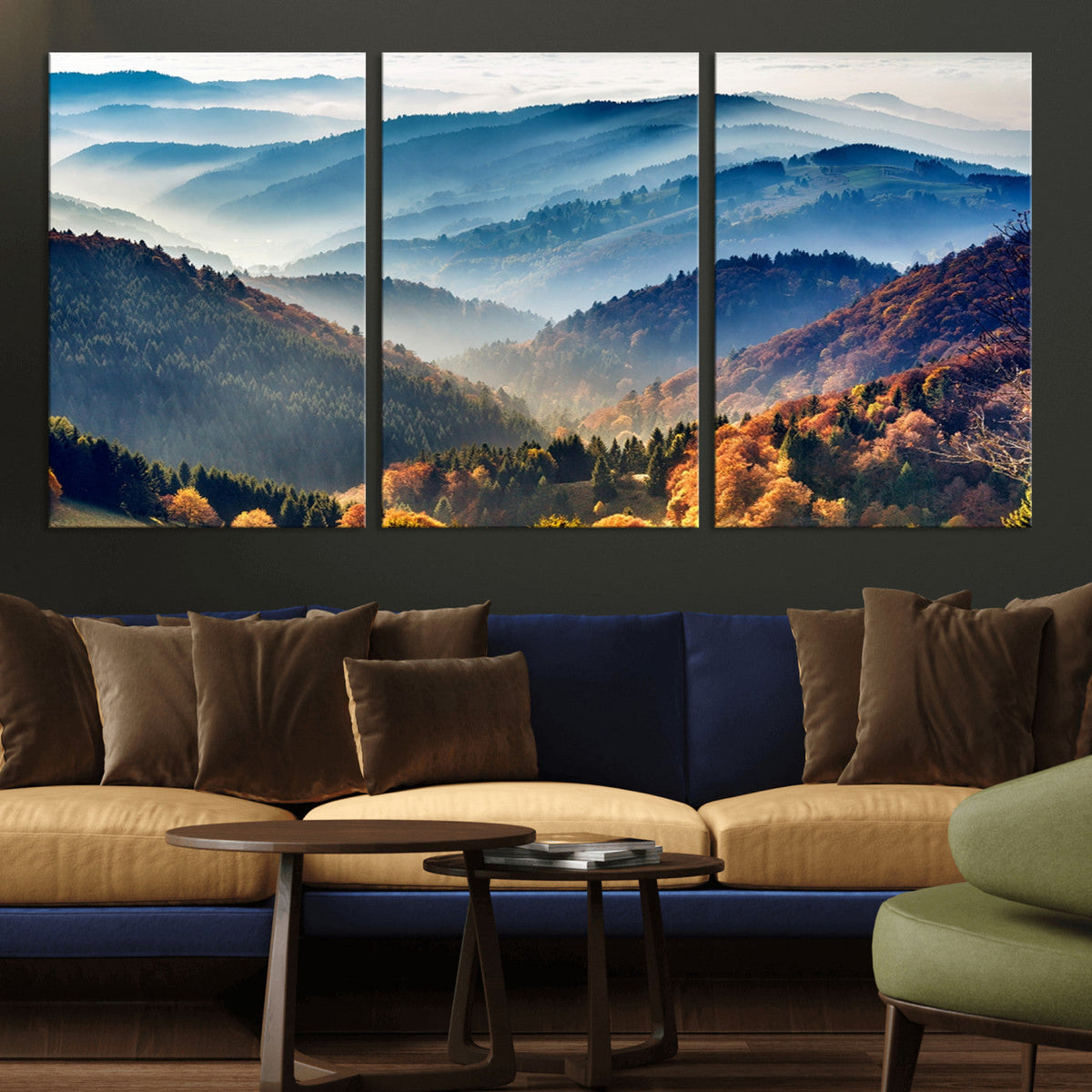 Mountains Forest Autumn Wall Art Canvas Print