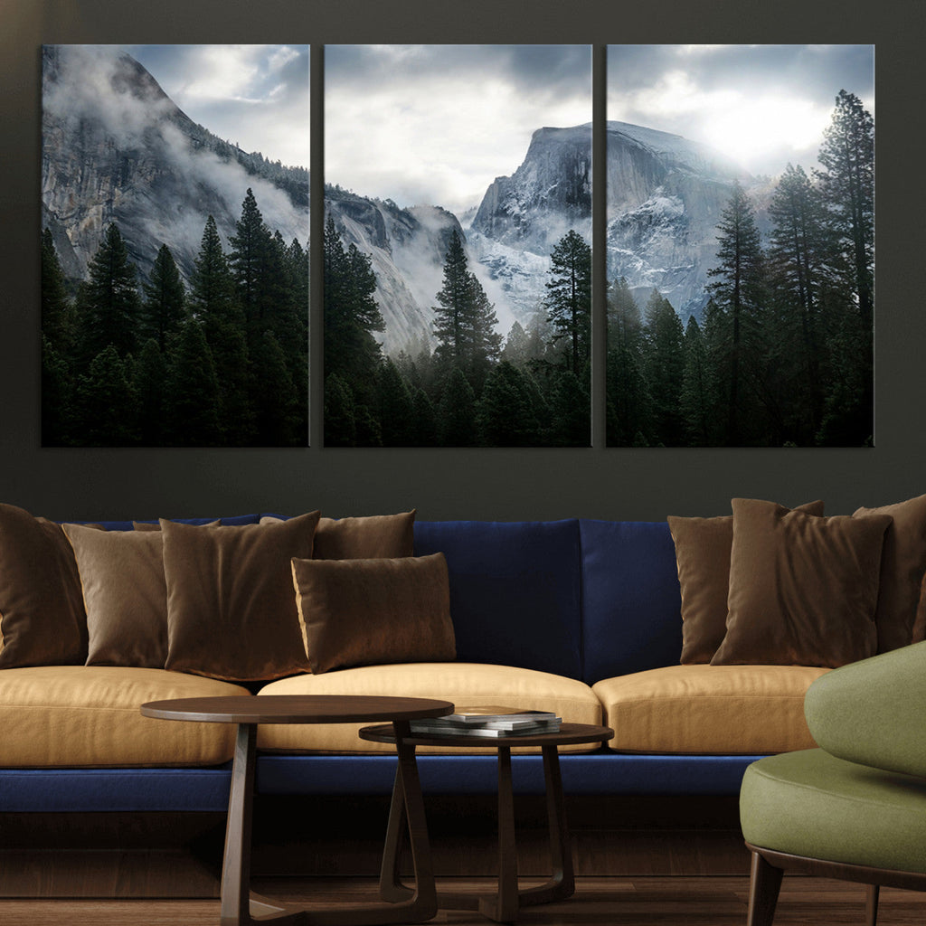 Wall Art Foggy Forest Landscape Canvas Print