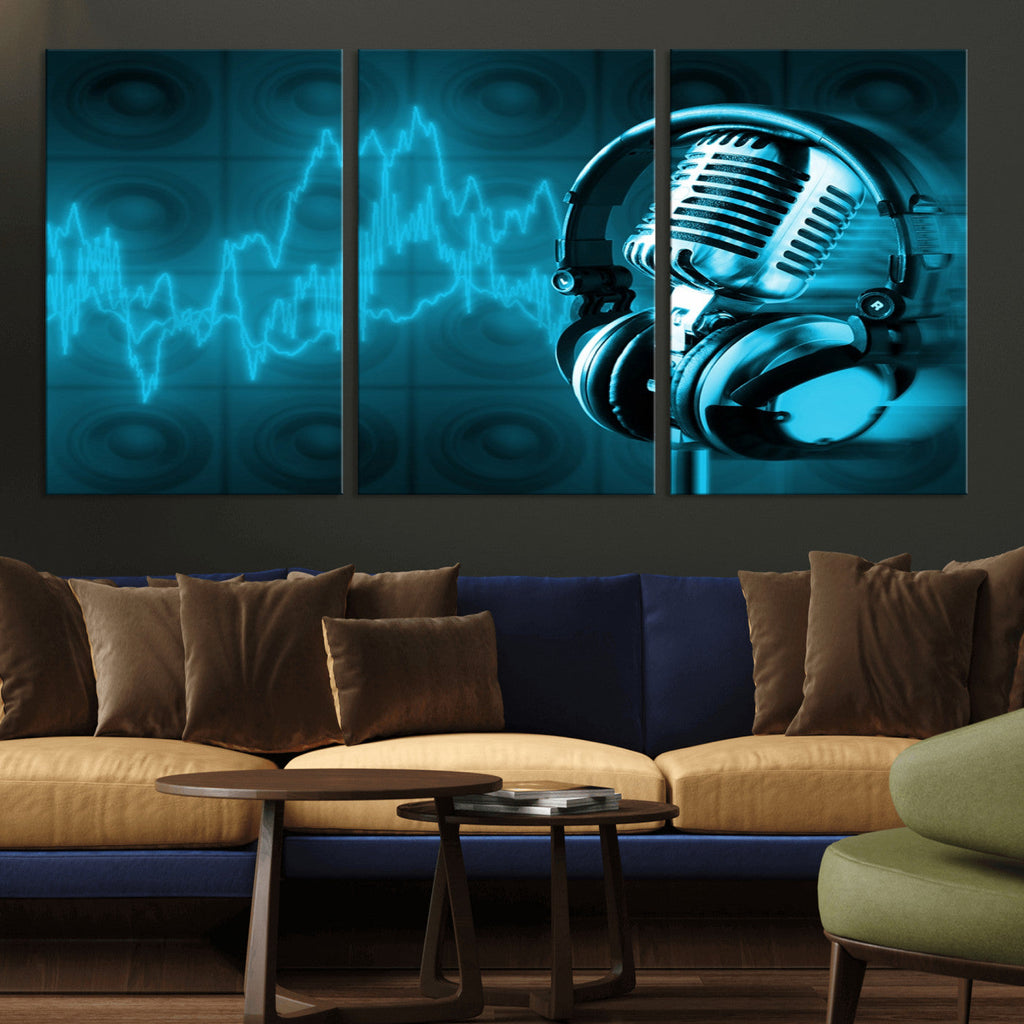 Music and Microphone Wall Art Canvas Print