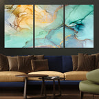 Green Marble Fluid Effect Abstract Canvas Wall Art Print