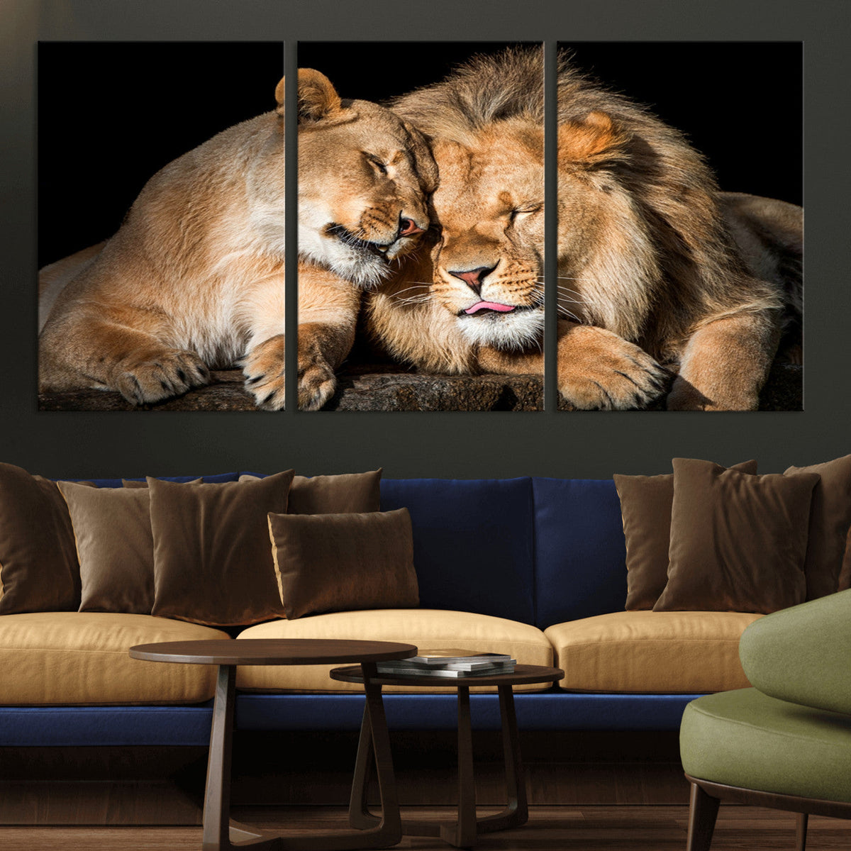 Lion and Lioness Wall Art Canvas Print | African Wildlife Animal Art