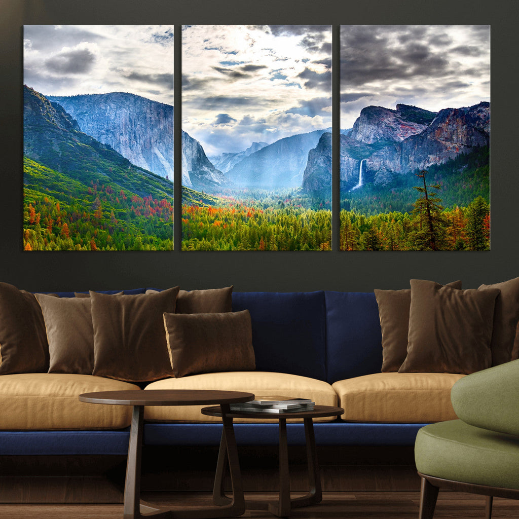 Yosemite Park Half Dome 3 Panel Canvas Print | Large Giclée Landscape Wall Art