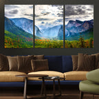 Yosemite Park Half Dome 3 Panel Canvas Print | Large Giclée Landscape Wall Art