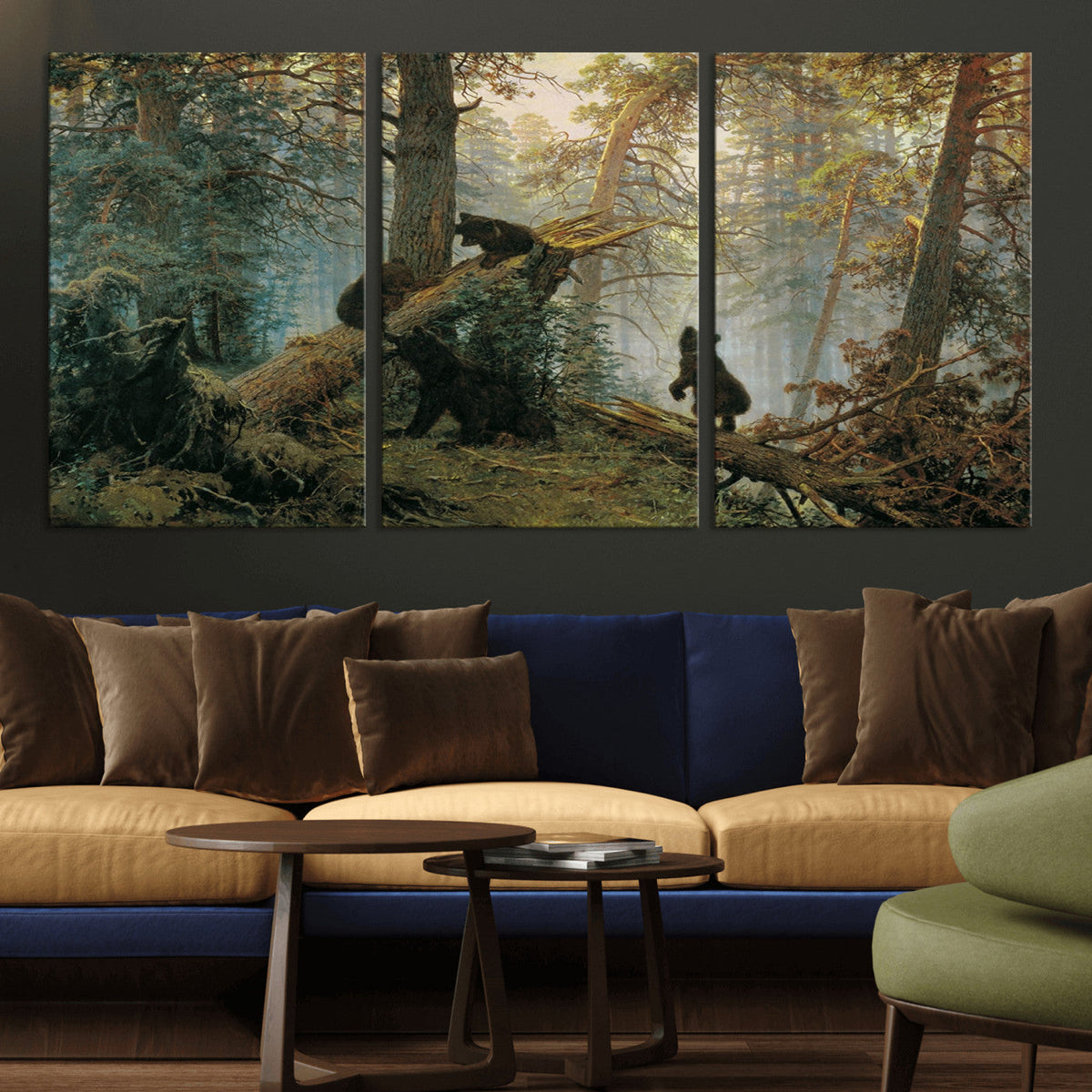 Baby Bears in Forest Wall Art Canvas Print
