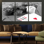 Poker Game Cards Wall Art Canvas, Multi Panel Wall Art
