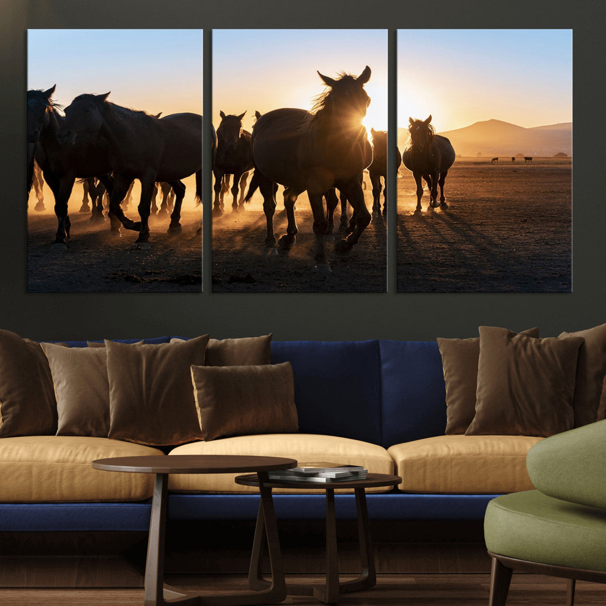 Horse Herd Wall Art Animal Canvas Print