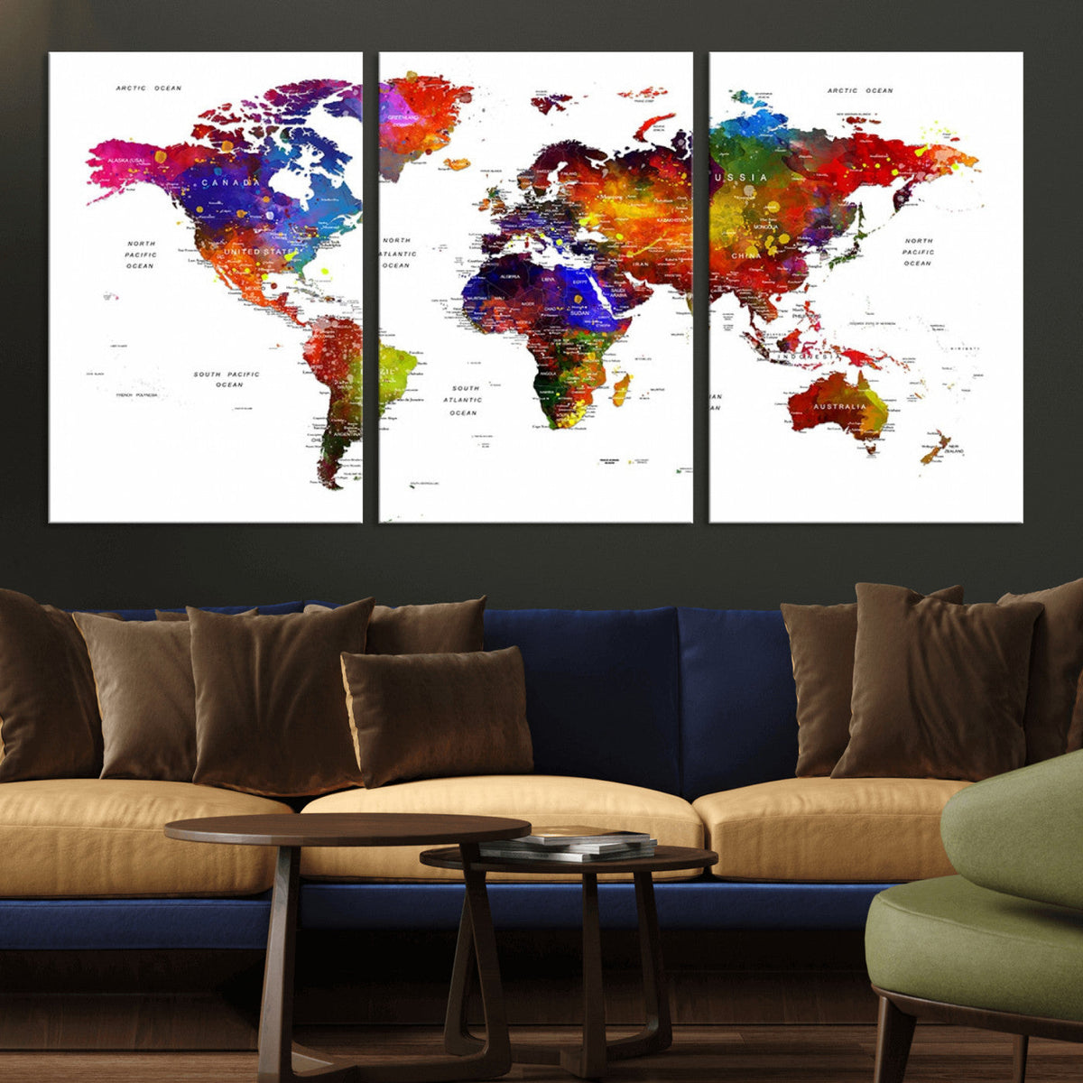 World Map Canvas Print | Detailed Map of the World Wall Art