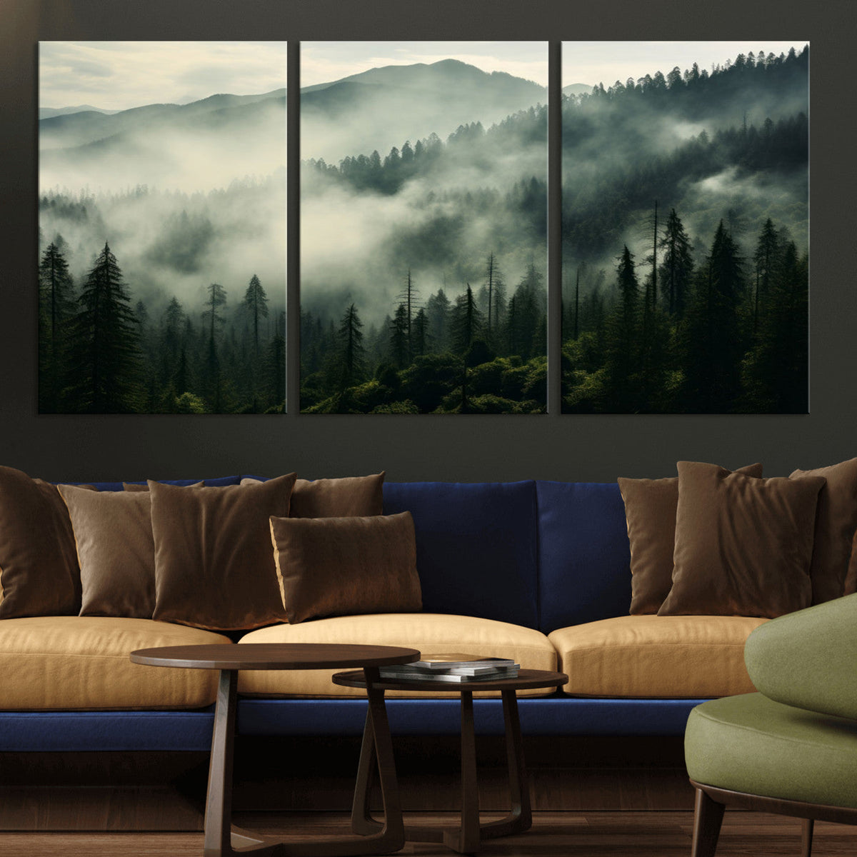 Captivating Misty Forest Wall Art Premium Canvas Print, A Foggy and Serene Atmosphere
