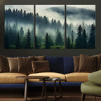 Captivating Misty Forest Wall Art, Foggy and Serene Atmosphere Canvas Print