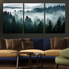 Captivating Misty Forest Wall Art Canvas, Premium Canvas Print of a Foggy and Serene Atmosphere