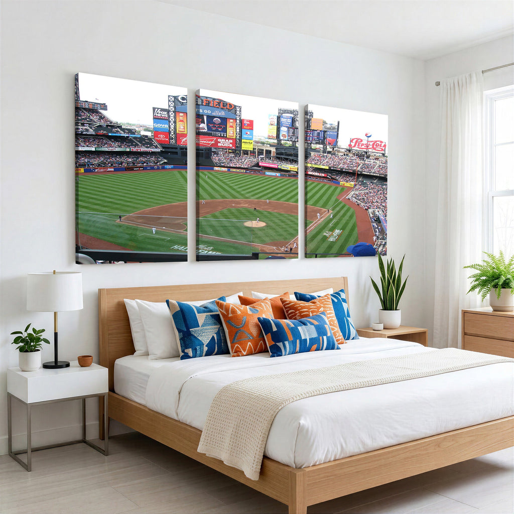 New York Mets Baseball Team Print, Citi Field Baseball Stadium Wall Art