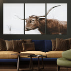 Rustic Bull Wall Art Canvas Print, Modern Longhorn Farmhouse Animal Decor