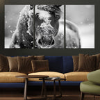 Black and White Horse Winter Wall Art, Ready to Hang
