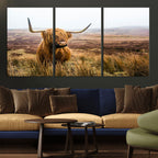 Scottish Highland Cow Canvas Wall Art, Rustic Farmhouse Decor